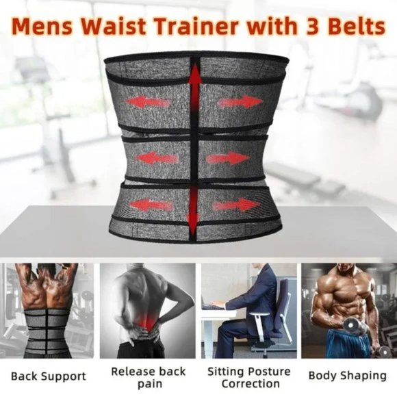 MENS Waist Trainer Slimming Grey S2 - Picture 5 of 8